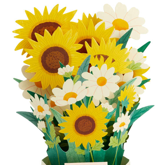 Daisy and Sunflower Bouquet Thinking of You 3D Pop-Up Card, , large image number 3