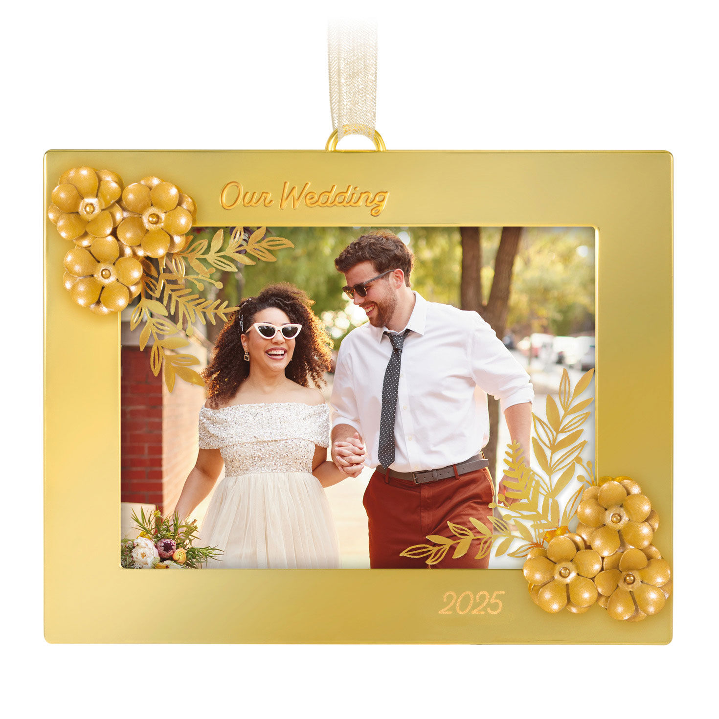 Our Wedding 2025 Metal Personalized Ornament, Custom Photo