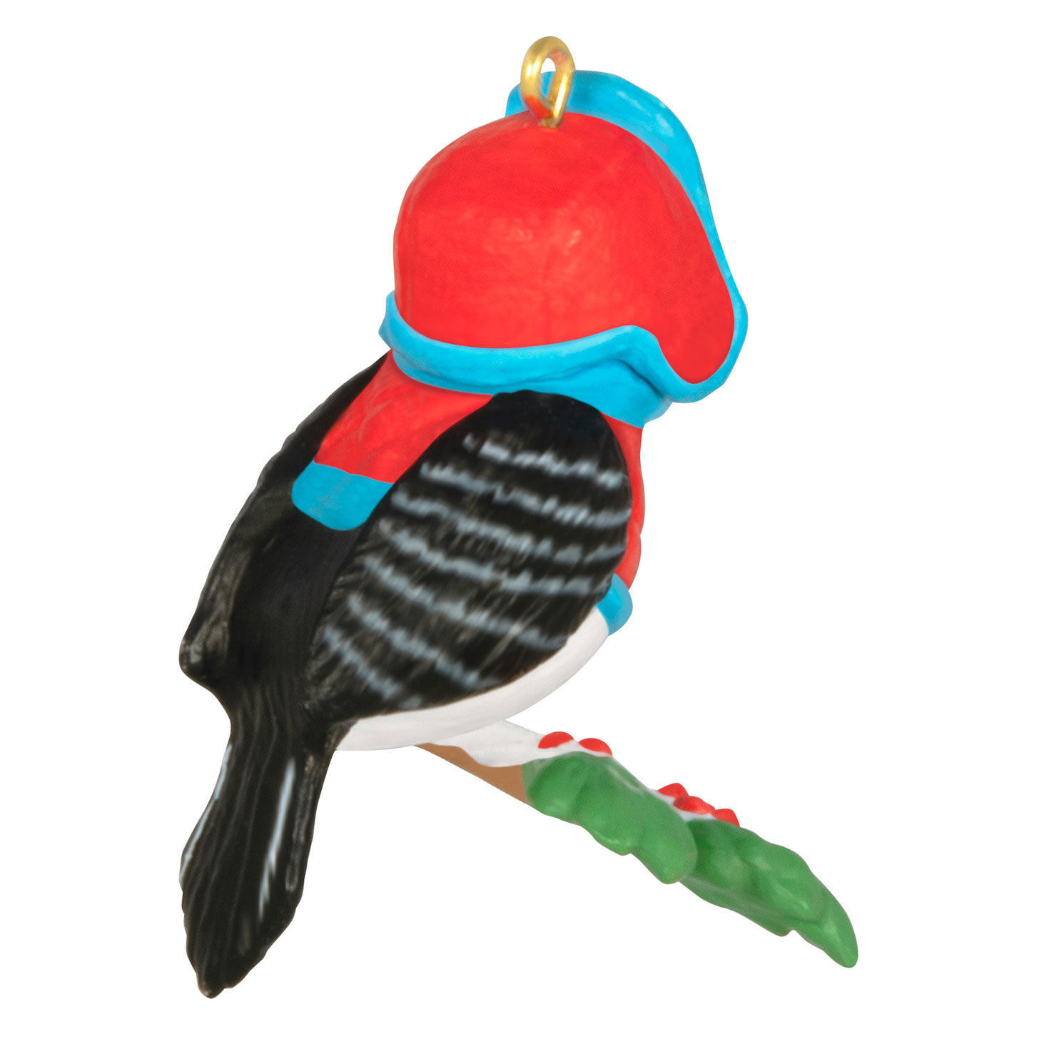 Black White Bird in Coat and Hat Keepsake Ornament Back image number 6