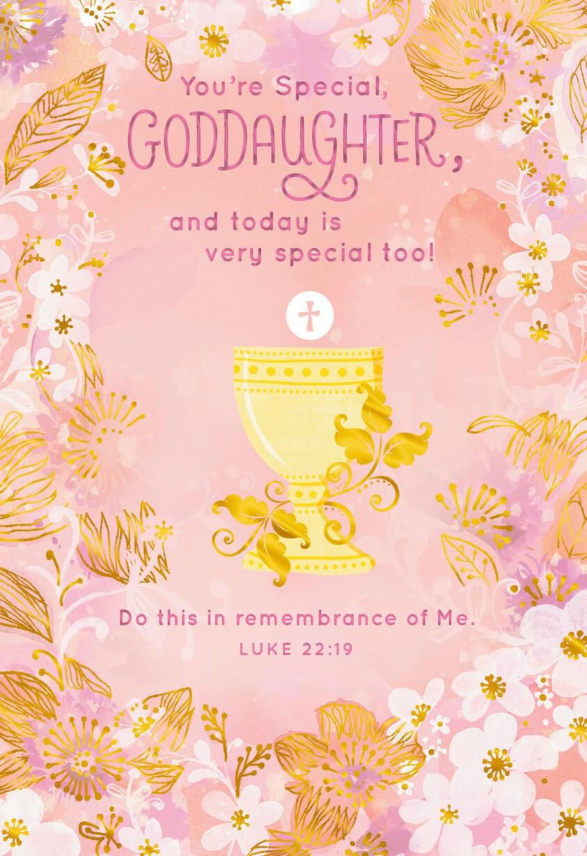 Chalice and Flowers First Communion Card for Goddaughter