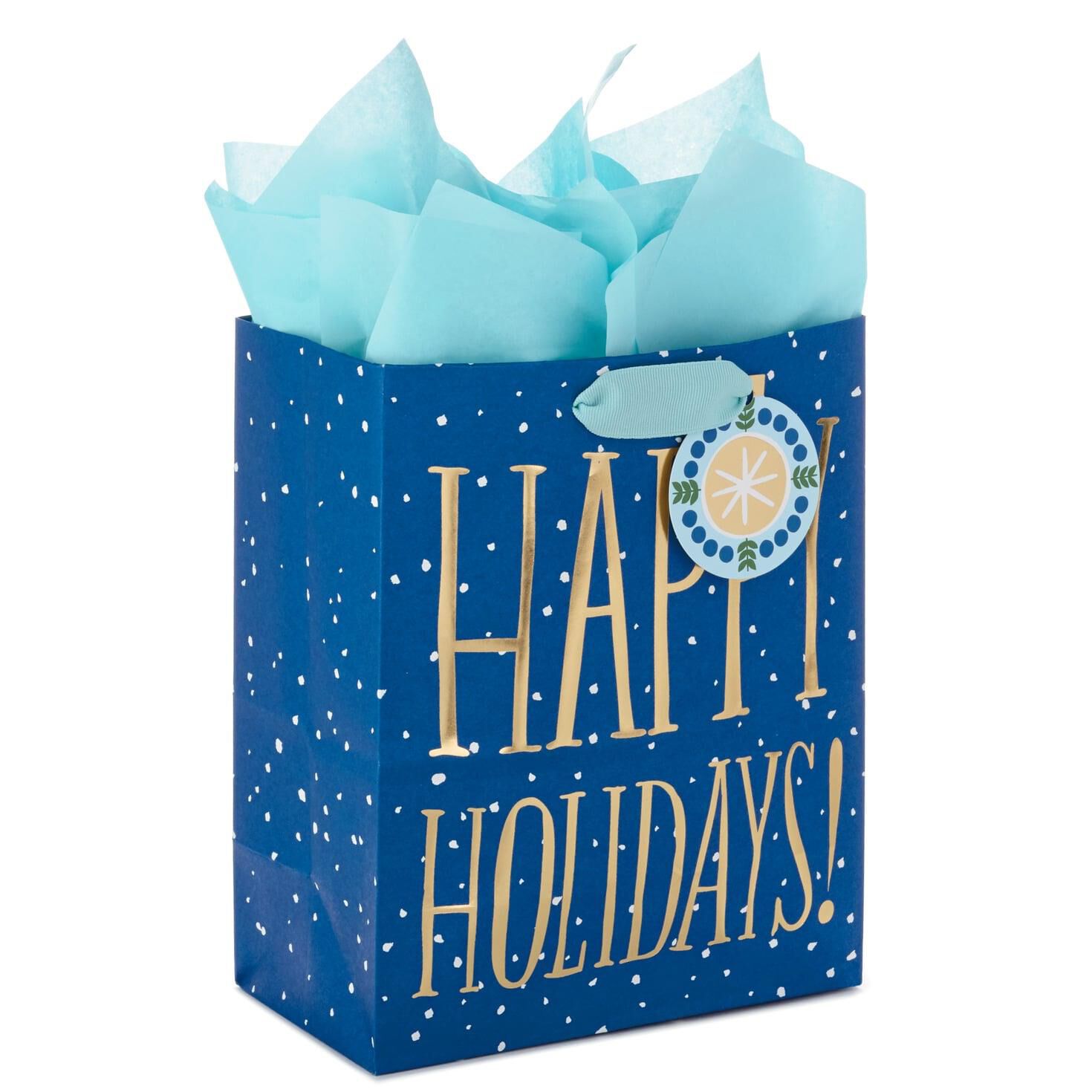 Red Black Happy Holidays Buffalo Plaid Small Gift Bag