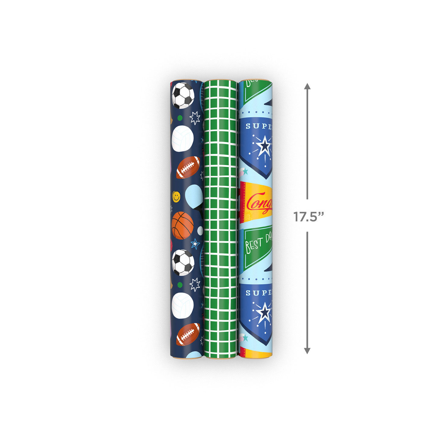 Sports Pennants, Balls and Grid Mini Gift Wrap Rolls measurement image number 8