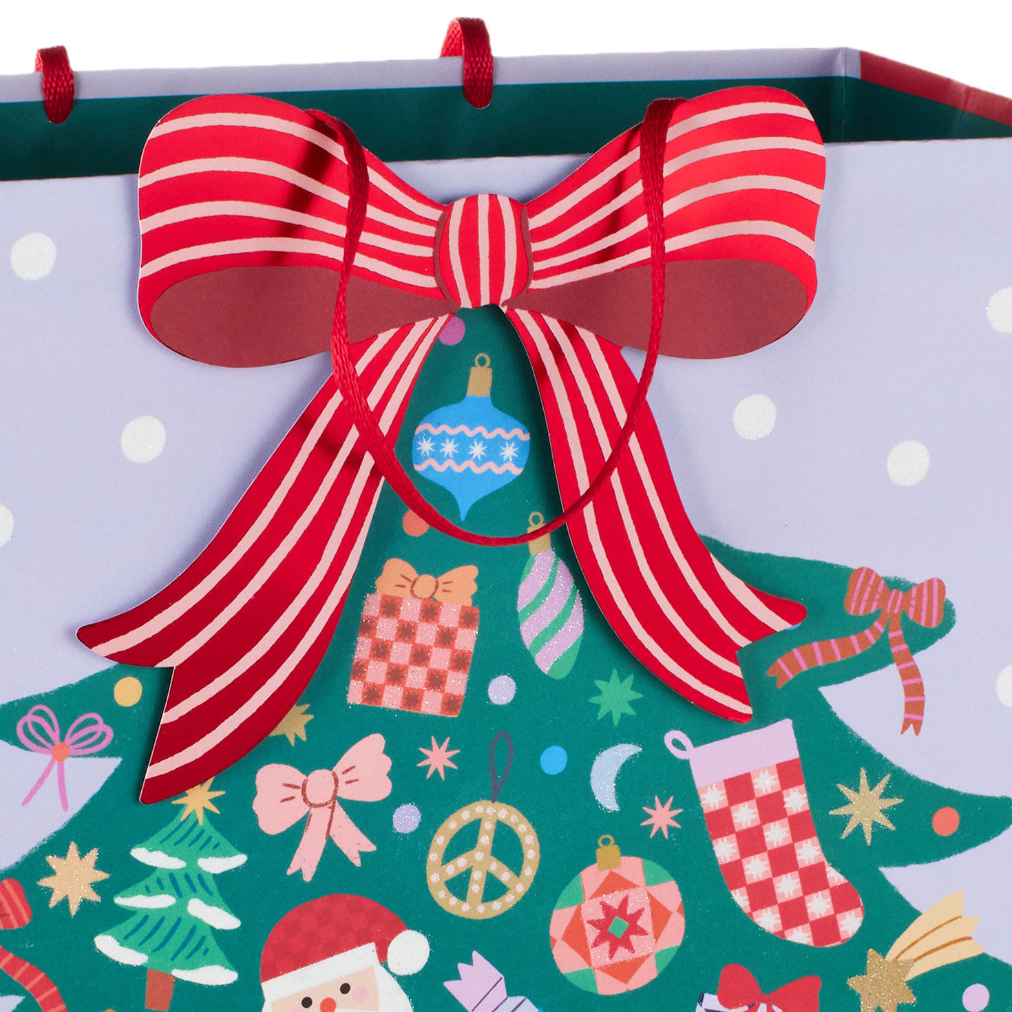 Cottagecore Tree Large Holiday Gift Bag Handle Detail image number 4