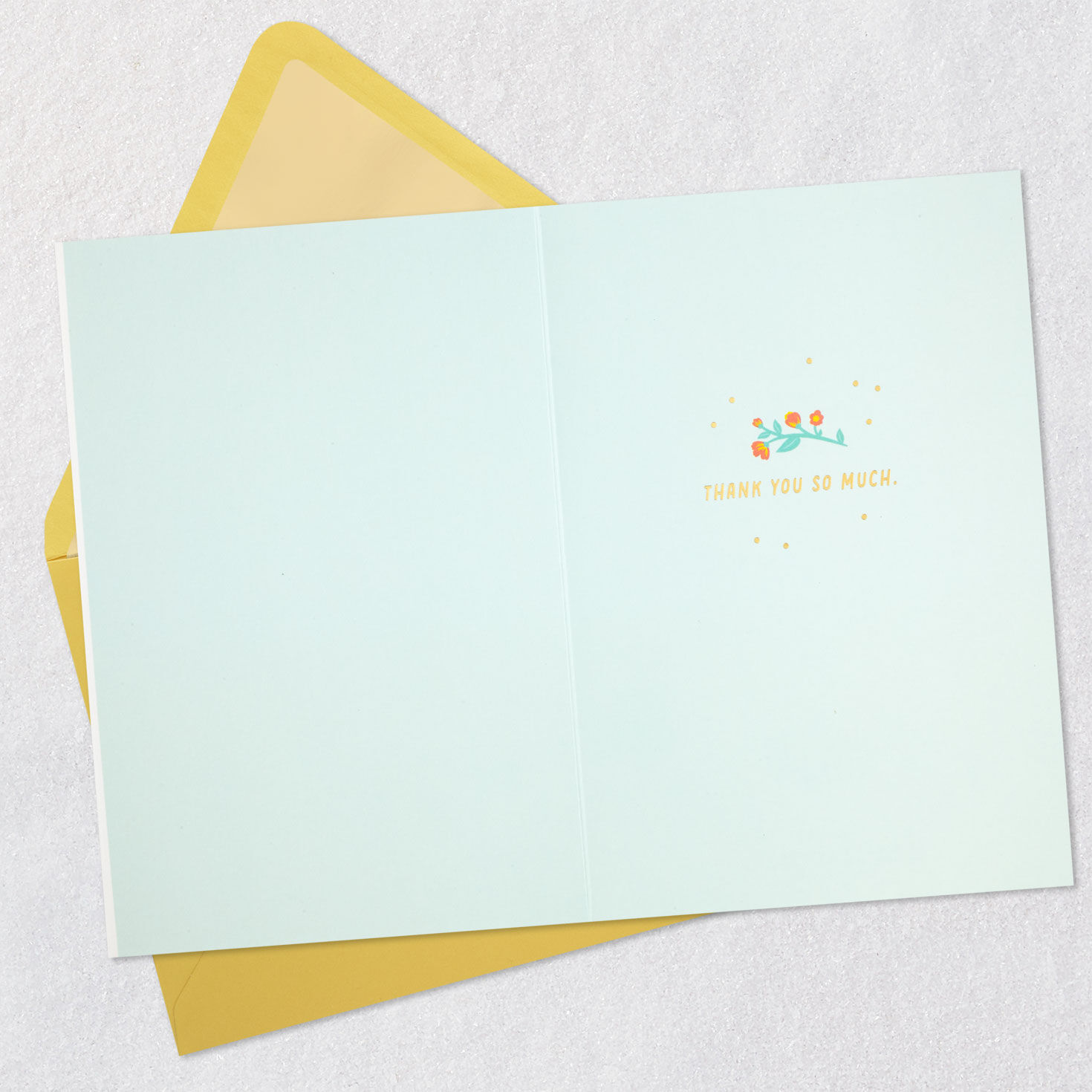 Pink, Yellow and Peach Flowers Thank You Card Open card with envelope image number 3