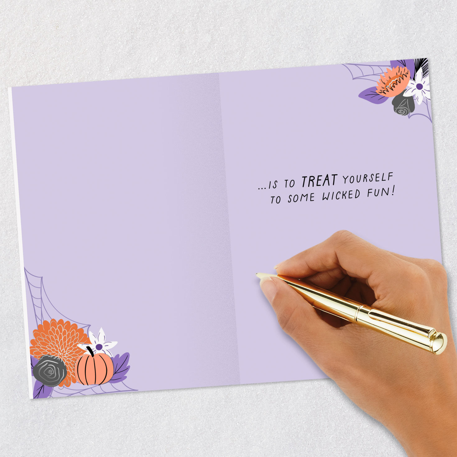 Orange and Black Cake Halloween Birthday Card signing card image number 6
