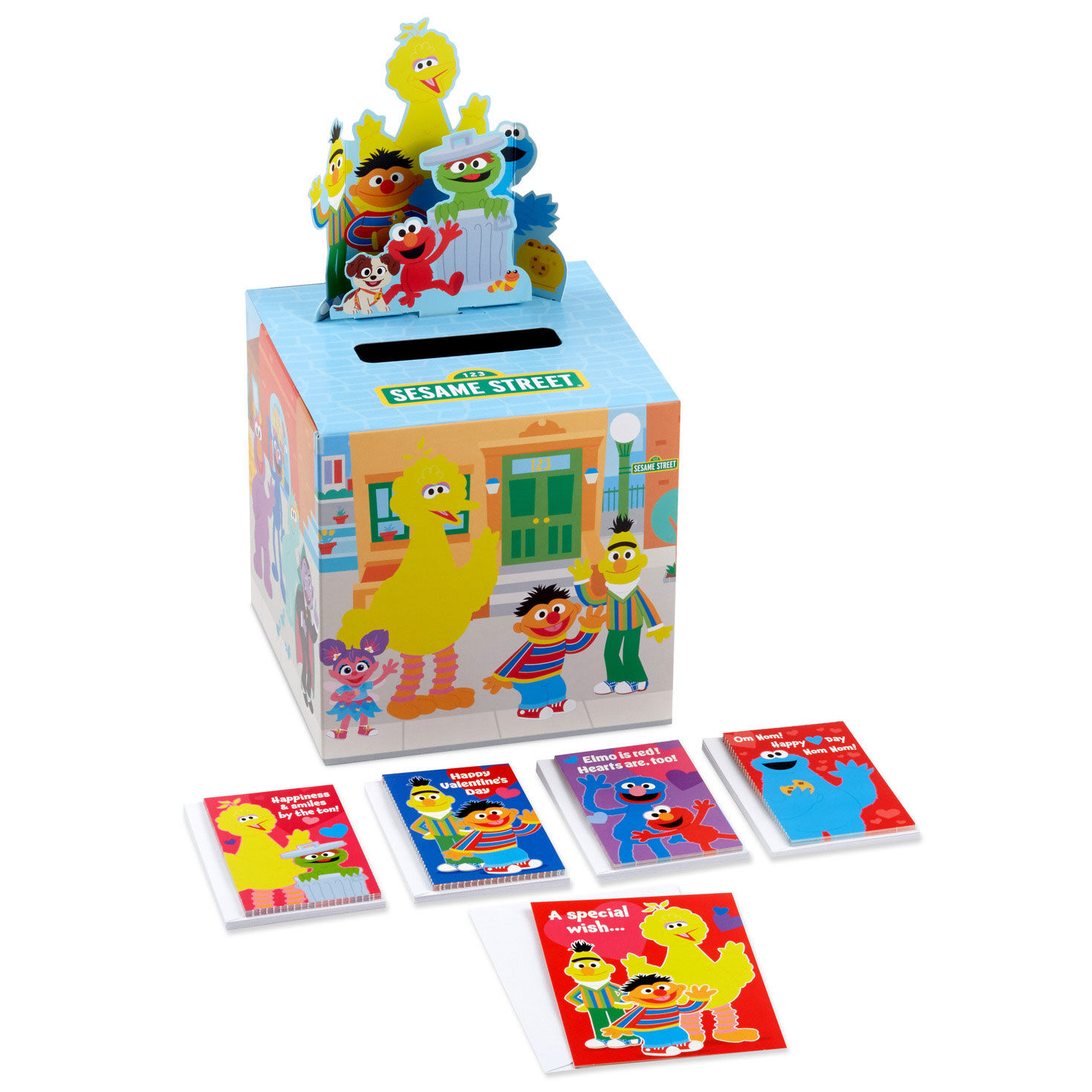 Sesame Street Smiles and Fun Kids Classroom Valentines Set With Cards and Mailbox