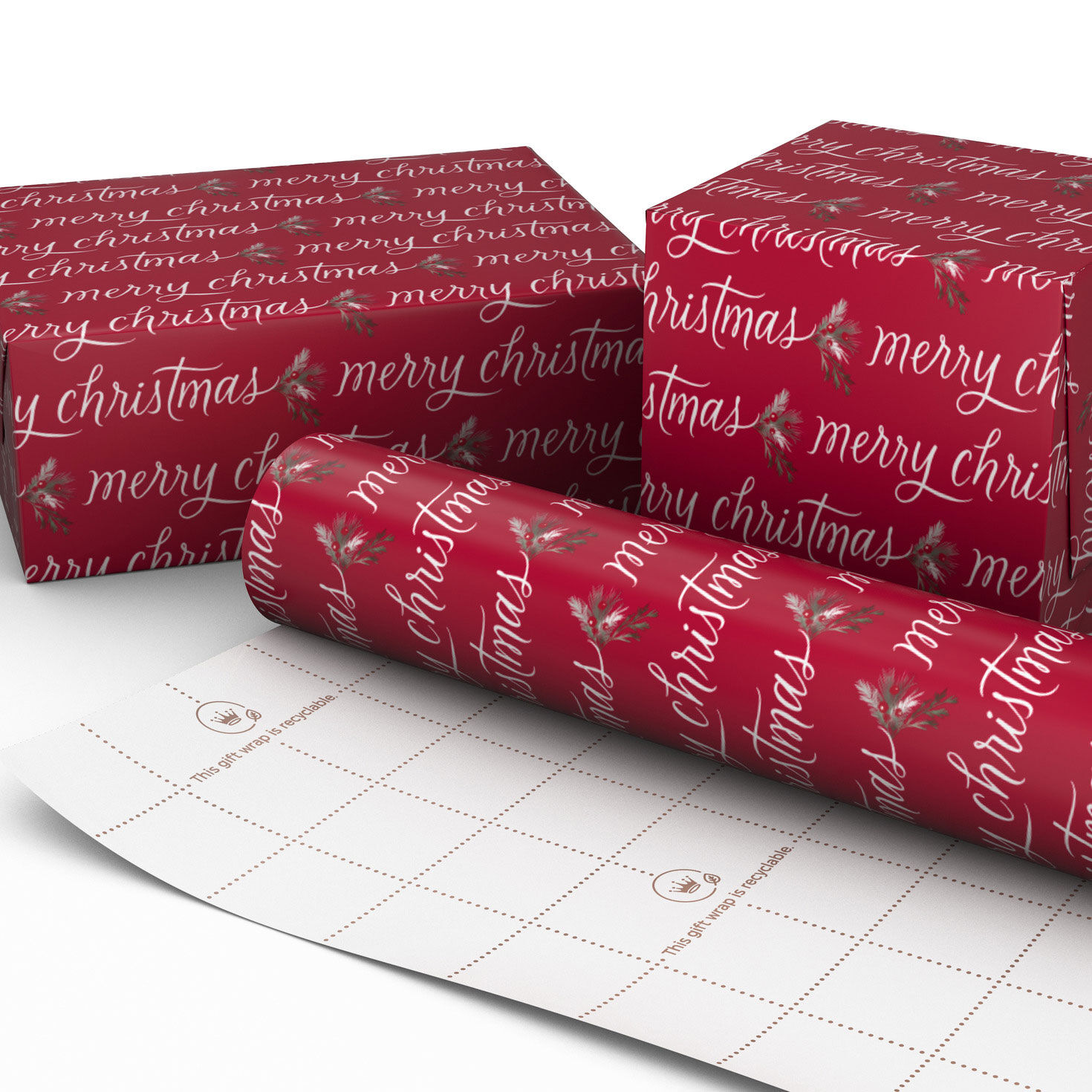 Cinnamon-Scented Merry Christmas on Red Gift Wrap Wrapped pkg image number 2