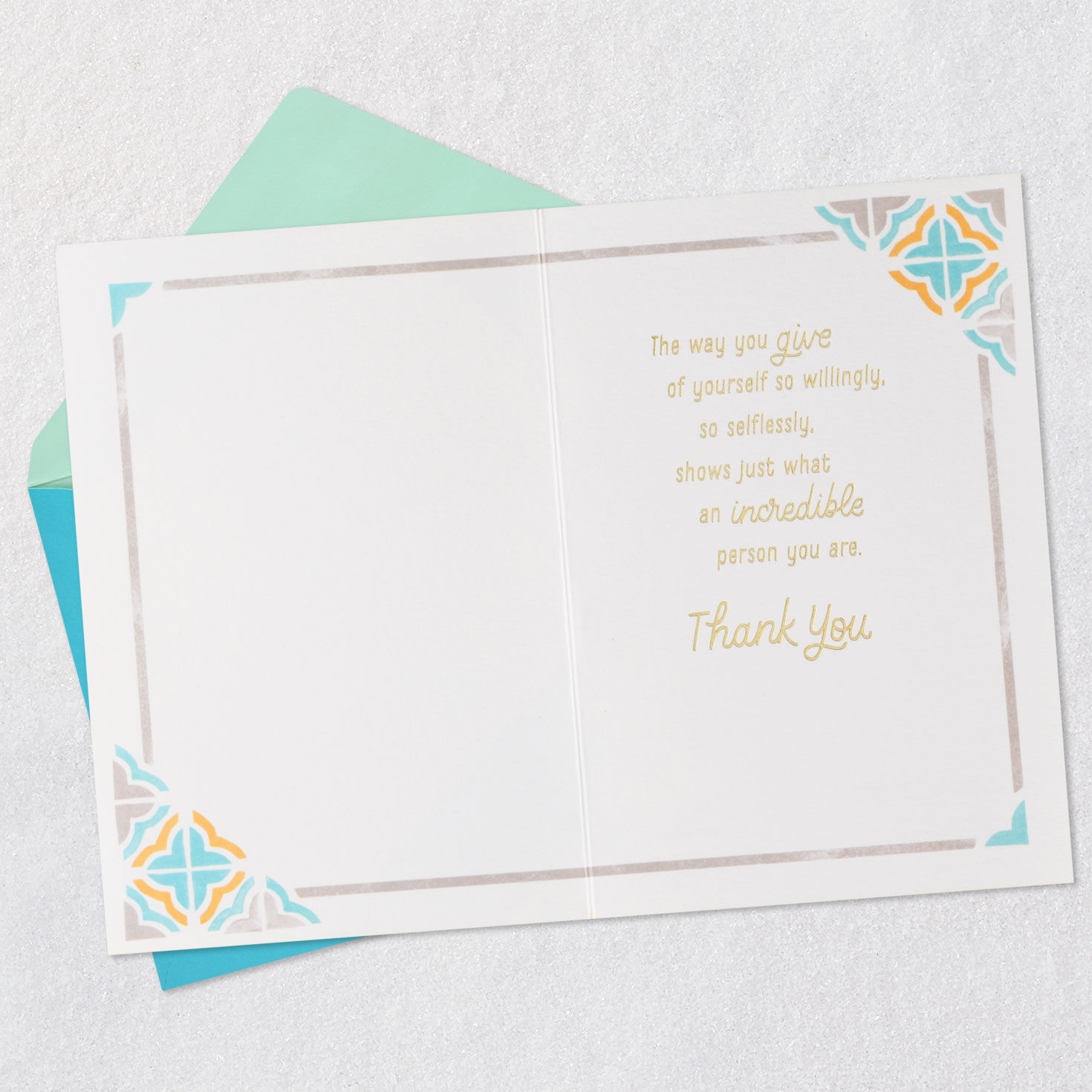 Elegant Script Thank You Card Open card with envelope image number 3