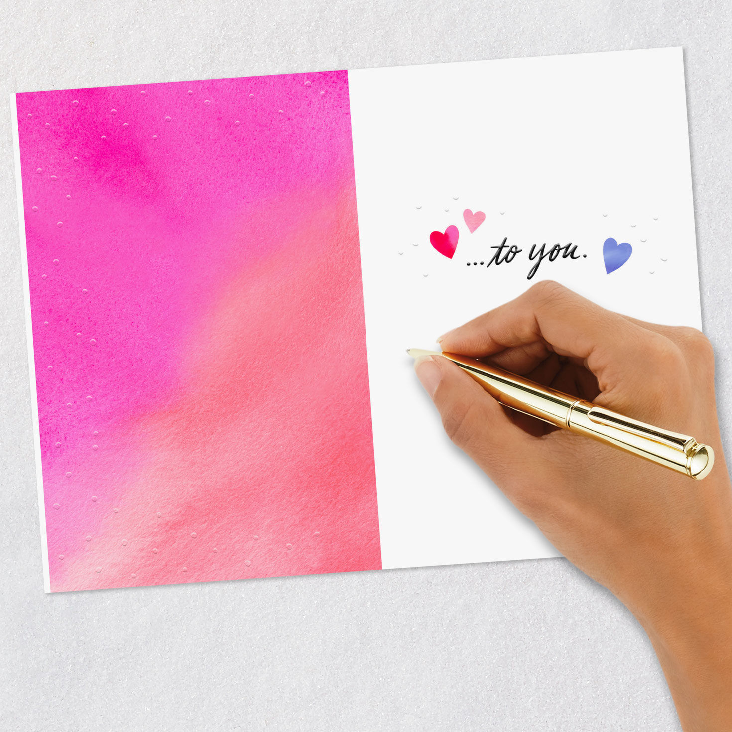 Pink, Blue and Red Watercolor Heart Valentine's Day Card signing card image number 7