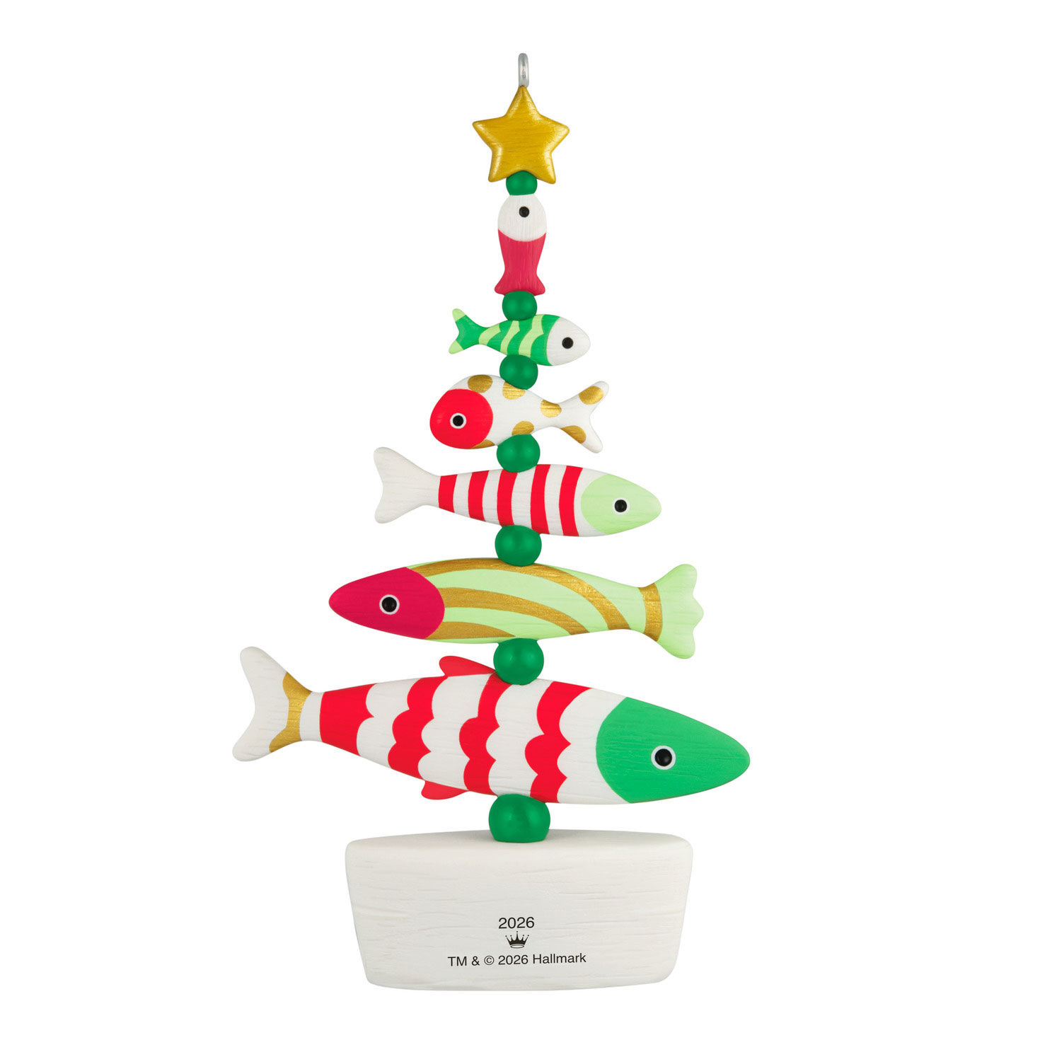 Colorful Fish Tree Keepsake Ornament Back image number 6