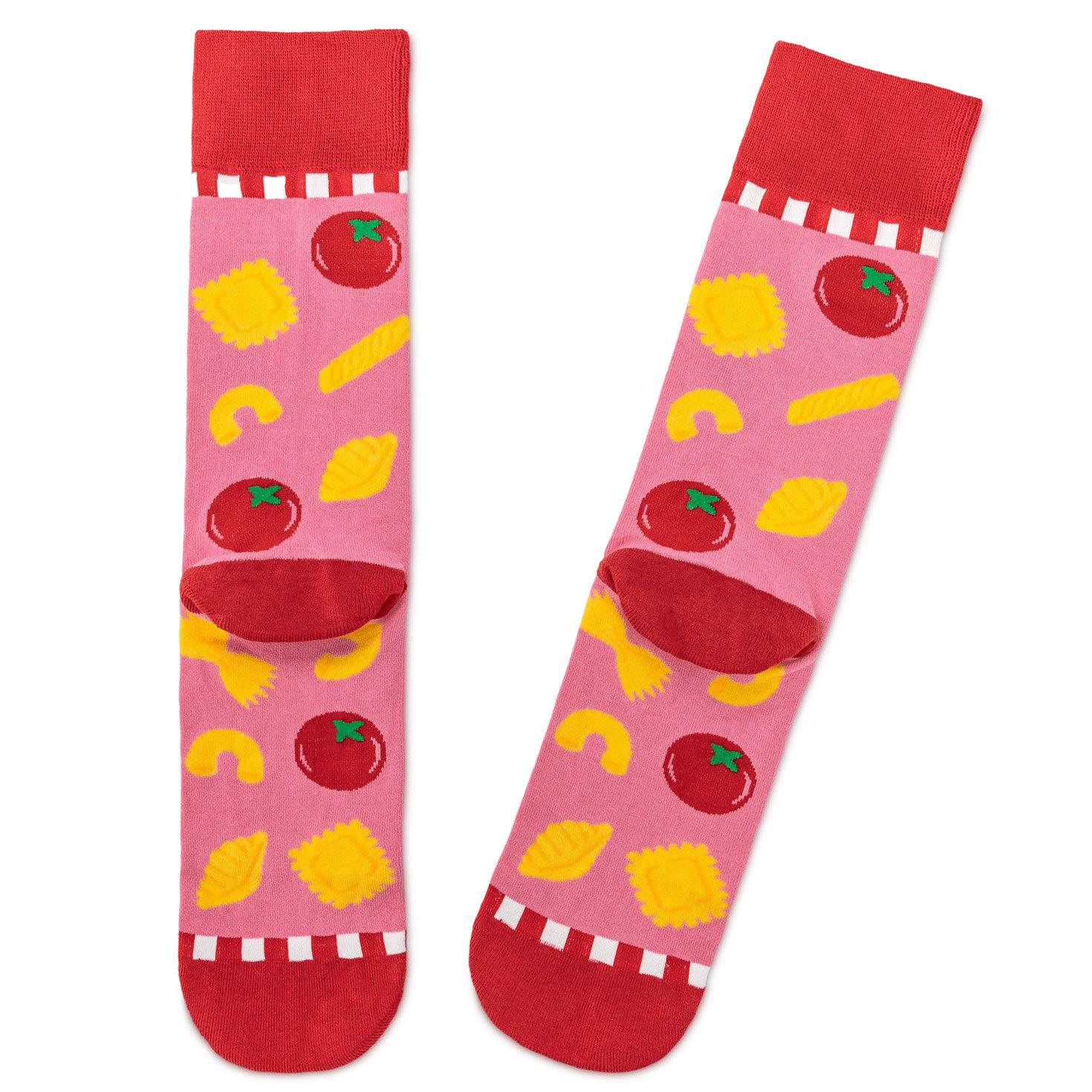 Mama Mia Pasta Shapes Pink Novelty Crew Socks back image number 2
