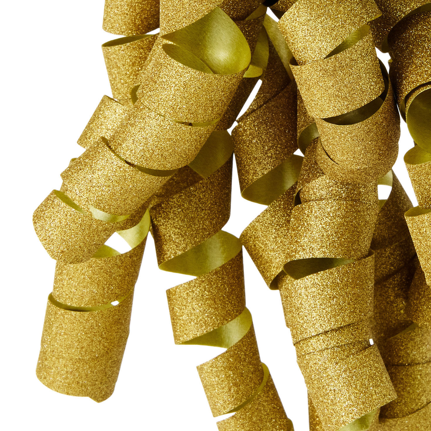 Sparkly Gold Curly Ribbon Gift Bow closeup view image number 4