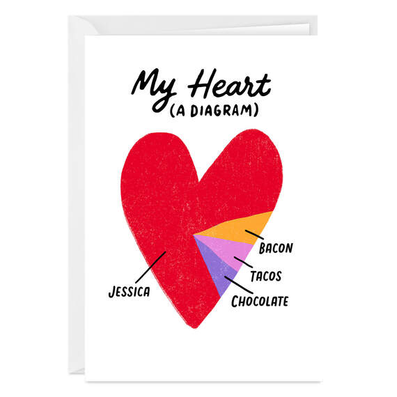 Heart Pie Chart Funny Folded Anniversary Photo Card, , large image number 1