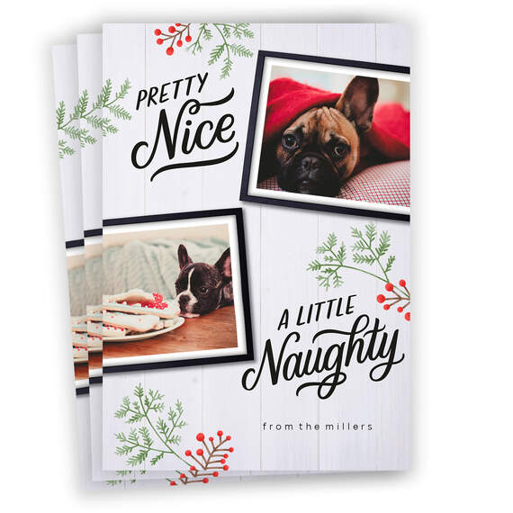 Naughty and Nice Flat Christmas Photo Card, , large image number 1