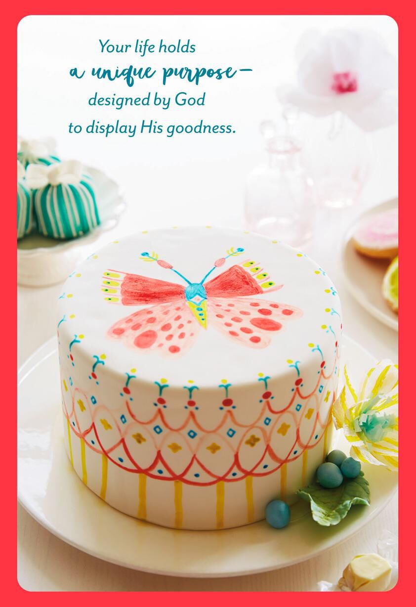 Butterfly on Birthday Cake Religious Birthday Card
