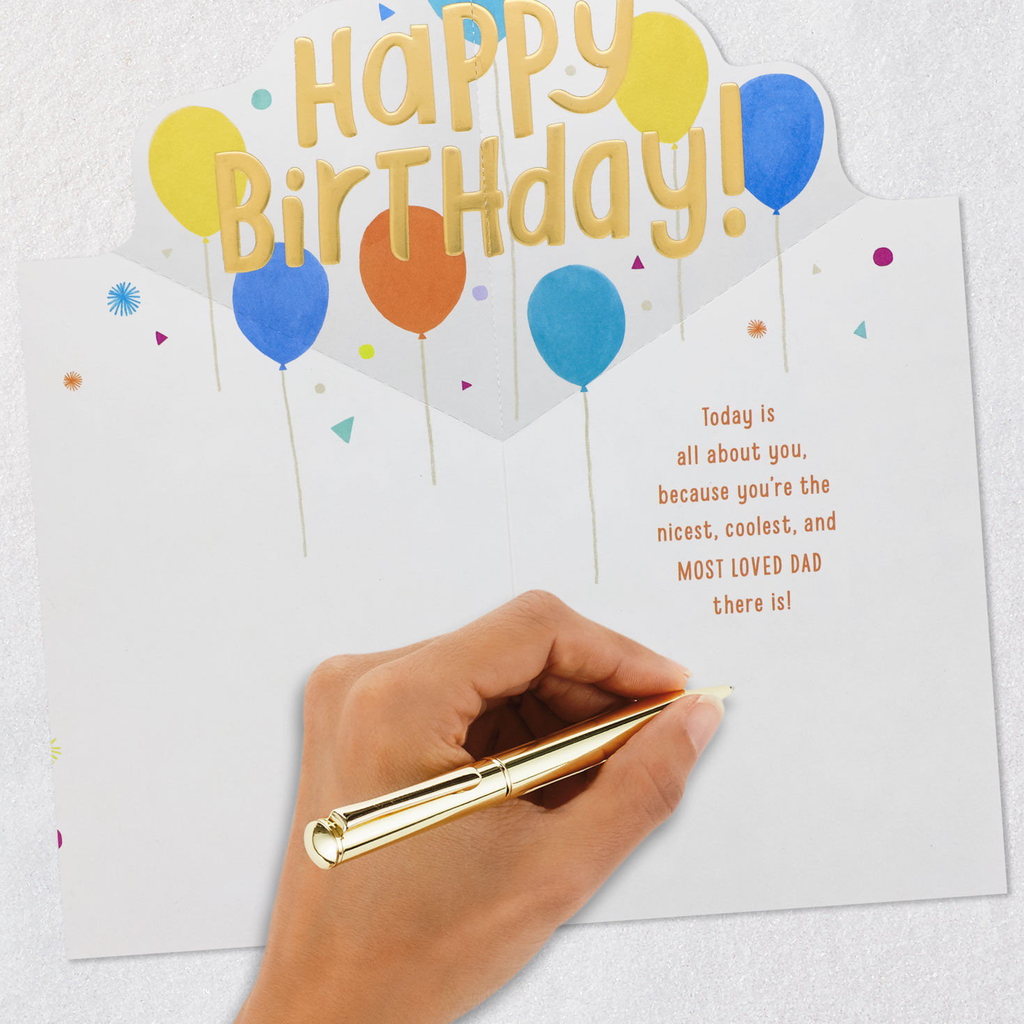 Balloons Pop-Up Birthday Card for Dad signing card image number 6