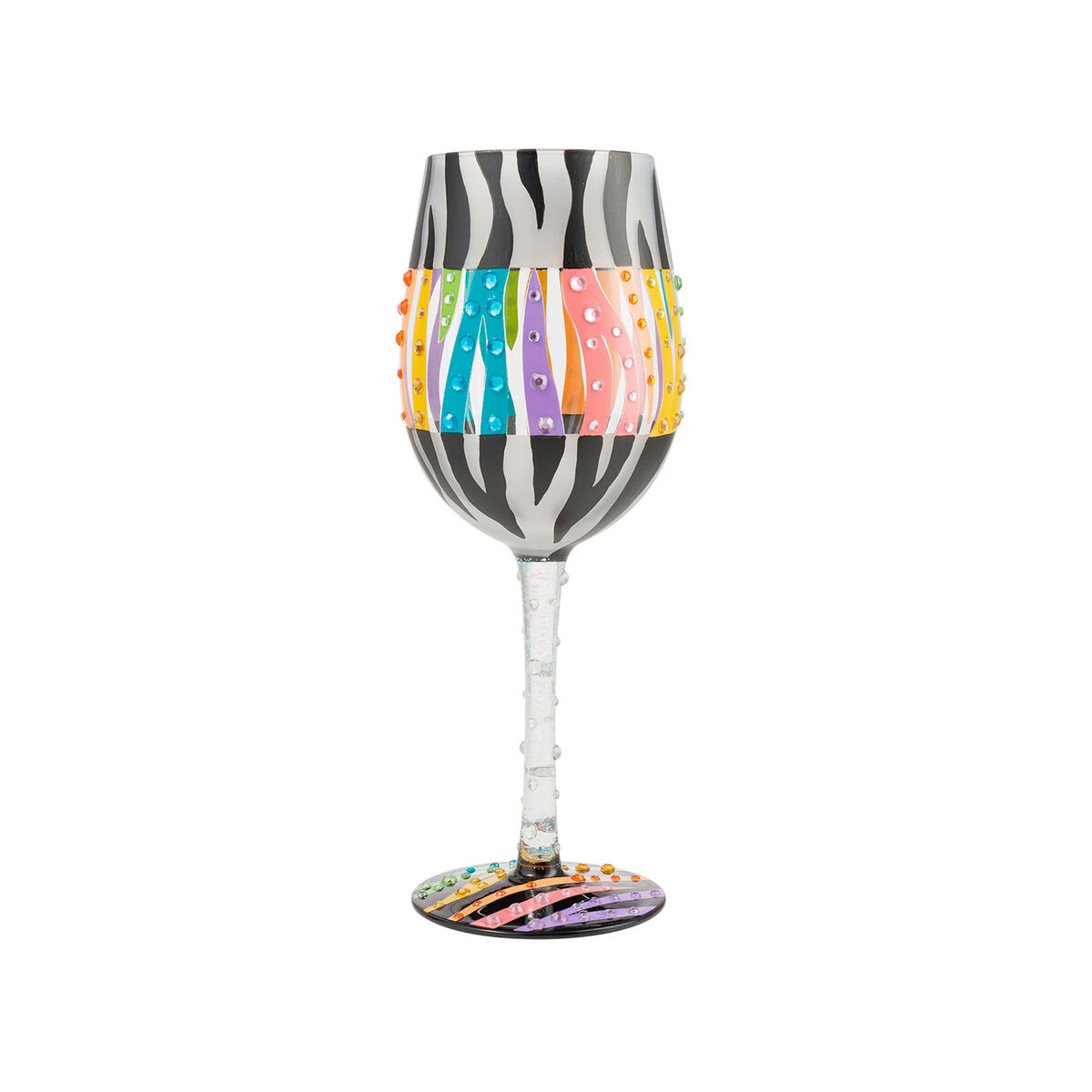 Lolita Love Your Stripes Handpainted Wine Glass, 15 oz. Wine Glasses