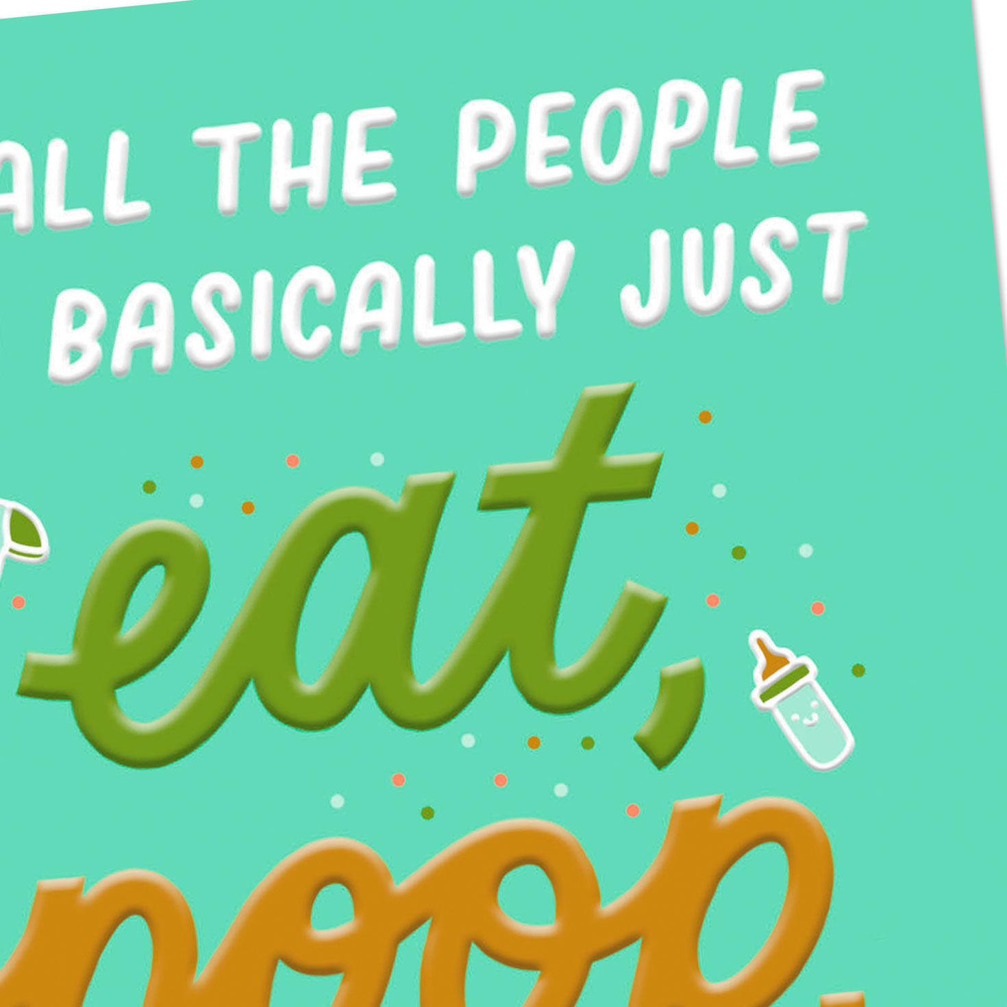 Script Lettering on Green Funny New Baby Card Card Front Detail image number 4