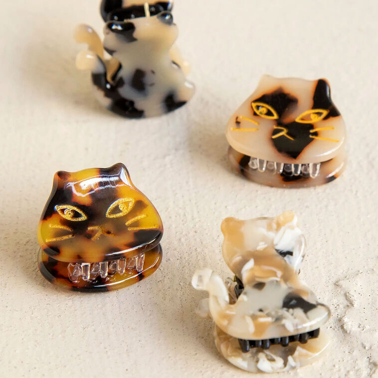 cat hair c lip Head Clip Meowden and Black . Gray cat Hair clips for