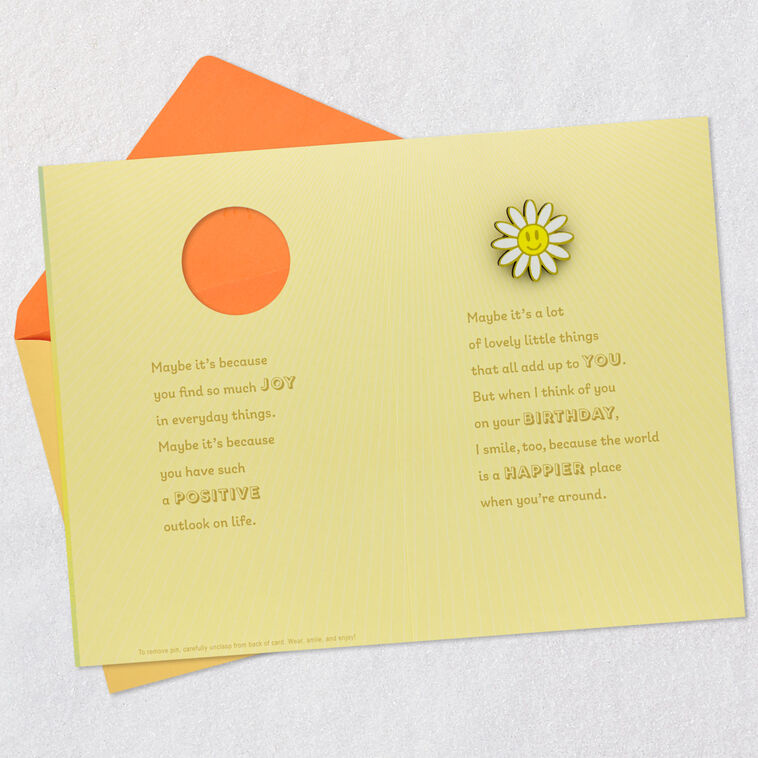 Smiling Daisy Pin on Yellow Ombré Birthday Card  image number 4