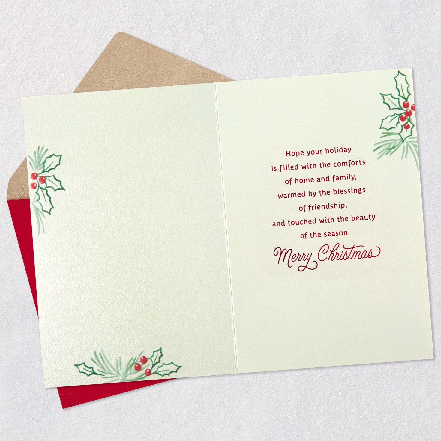 Cardinal Pine Cones Christmas Card Open Card with Envelope image number 3