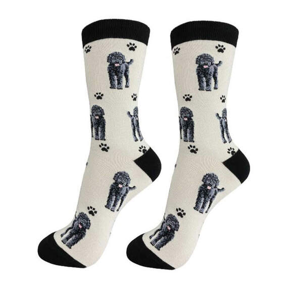 E&S Pets Black Labradoodle Novelty Crew Socks, , large image number 1