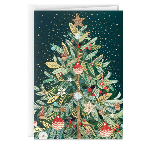 UNICEF Spruce Tree on Black Boxed Christmas Cards, Pack of 20, 