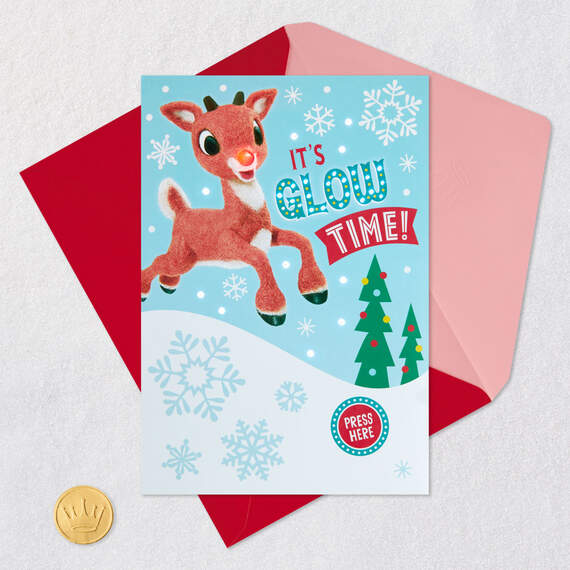 Rudolph the Red-Nosed Reindeer® Glow Time Musical Christmas Card With Light, , large image number 5