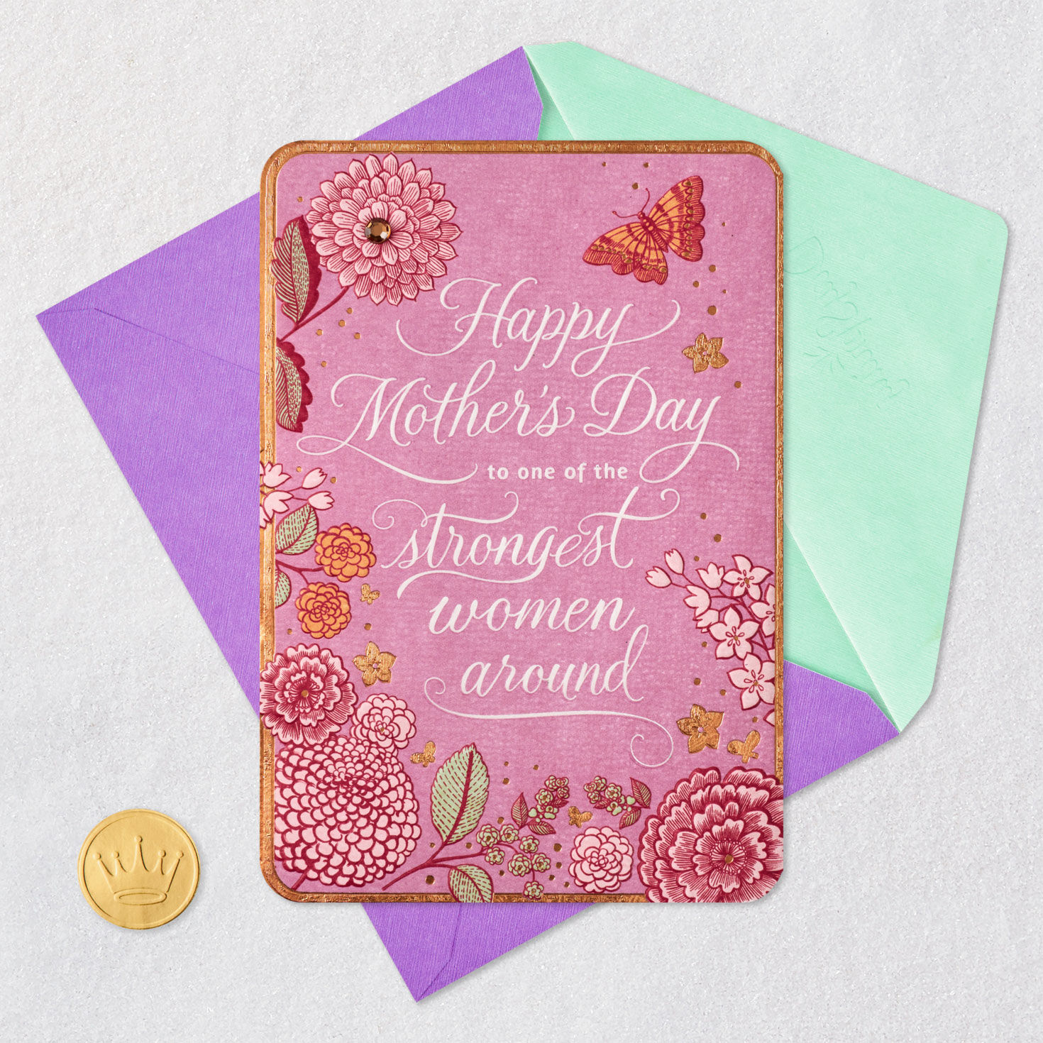Butterfly and Flowers Religious Mother's Day Card Card Front with Envelope and Gold Seal image number 6
