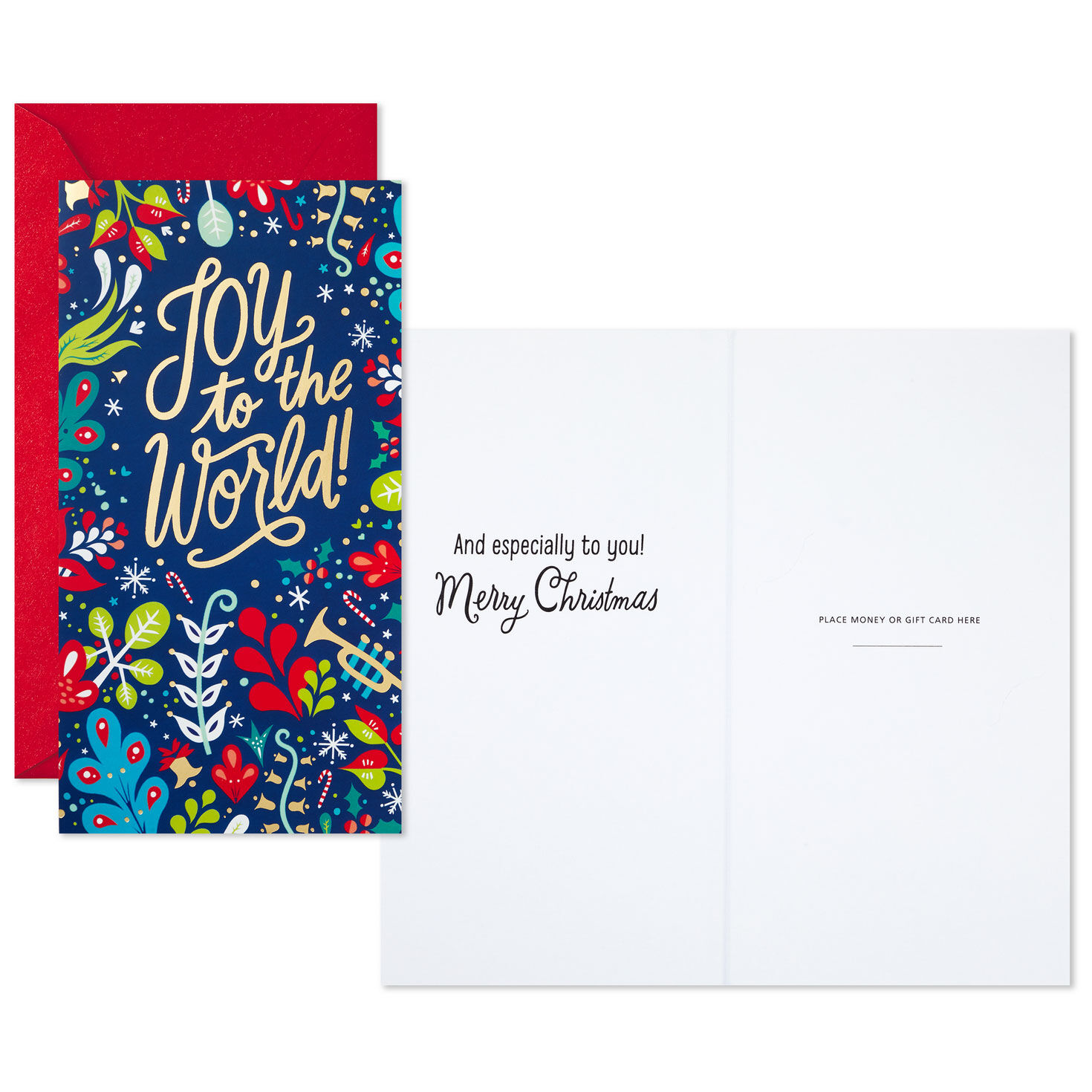 Joy to the World Money-Holder Christmas Cards Pack Card Front with Sentiment image number 2