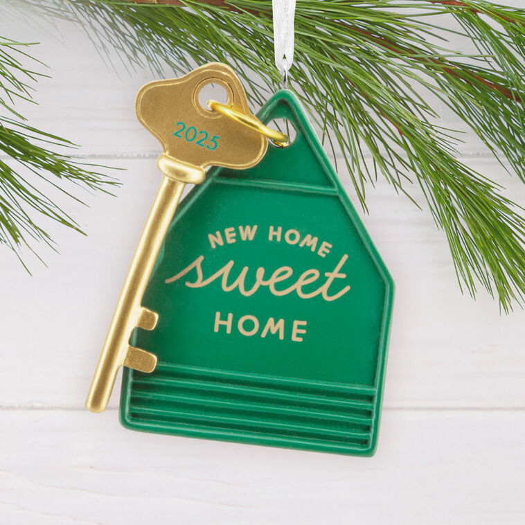 New Home Sweet Home Key Christmas Ornament hanging on tree image number 2