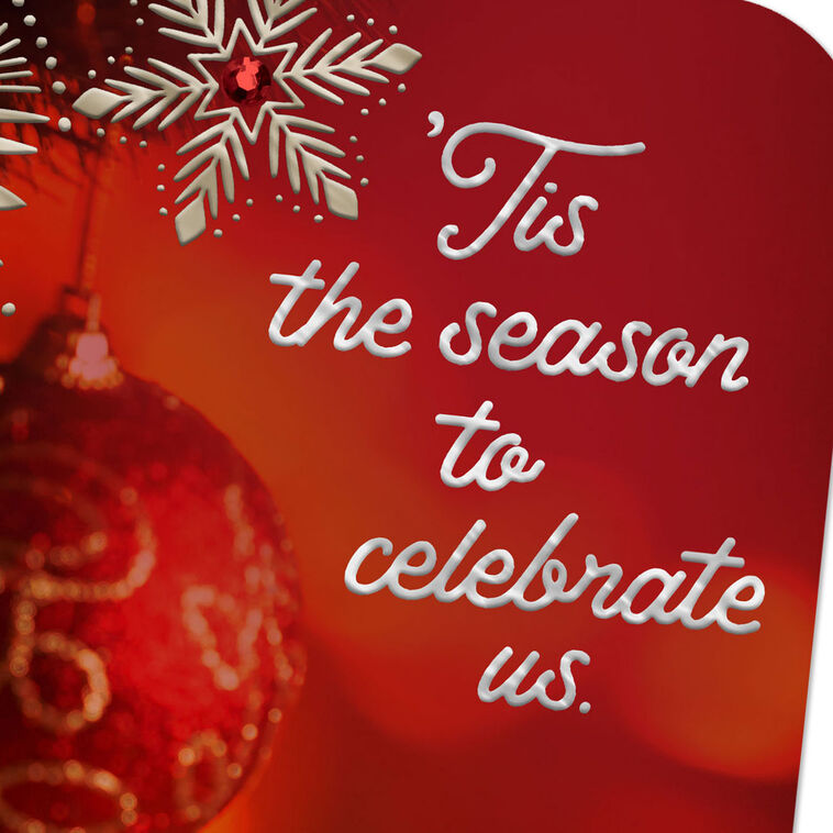 Ornaments and Snowflakes Romantic Christmas Card Card Front Detail image number 5