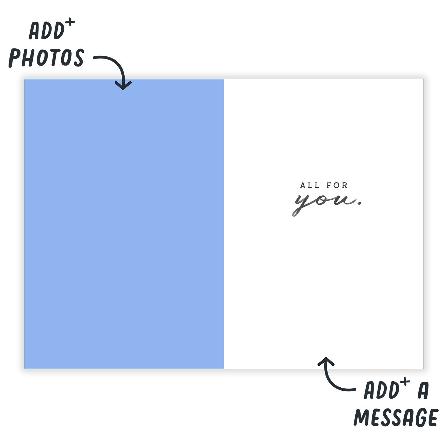 Hands Heart Personalized Thank You Card Open Card indicating personalization image number 3