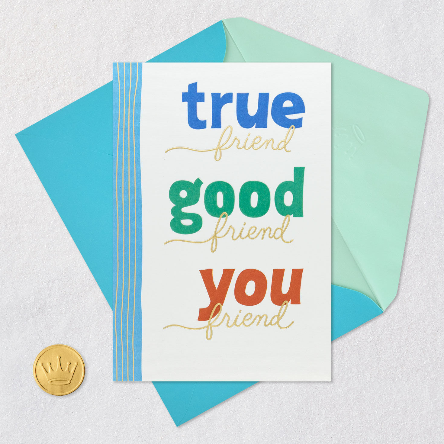 Upscale Lettering Birthday Card for Friend Card Front with Envelope and Gold Seal image number 6
