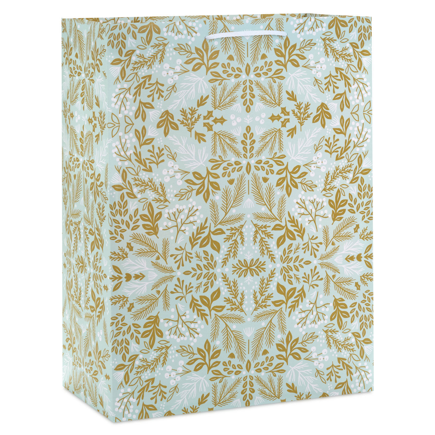 20" Gold Winter Floral on Light Blue Jumbo Christmas Gift Bag for only USD 5.99 | Hallmark