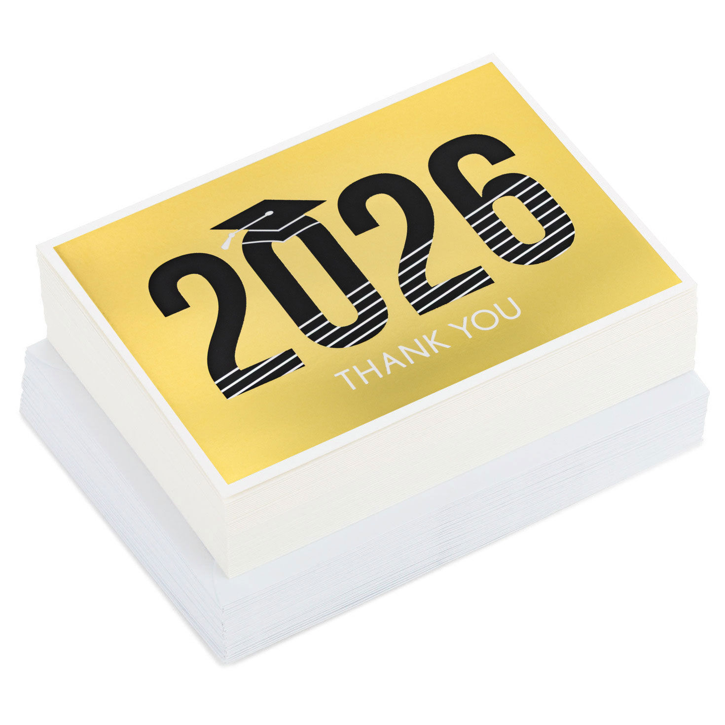 2026 Gold Foil and Black Graduation Thank You Notes, Pack of 40