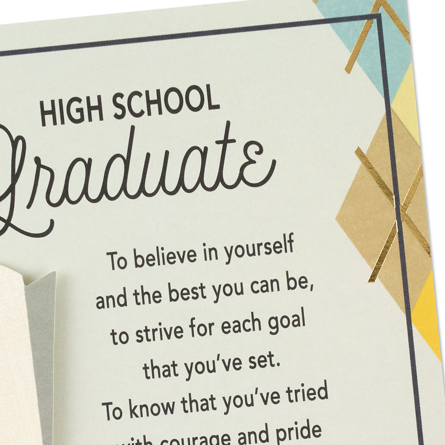 Orange, Blue and Tan Argyle Plaid High School Grad Card Card Front Detail image number 5