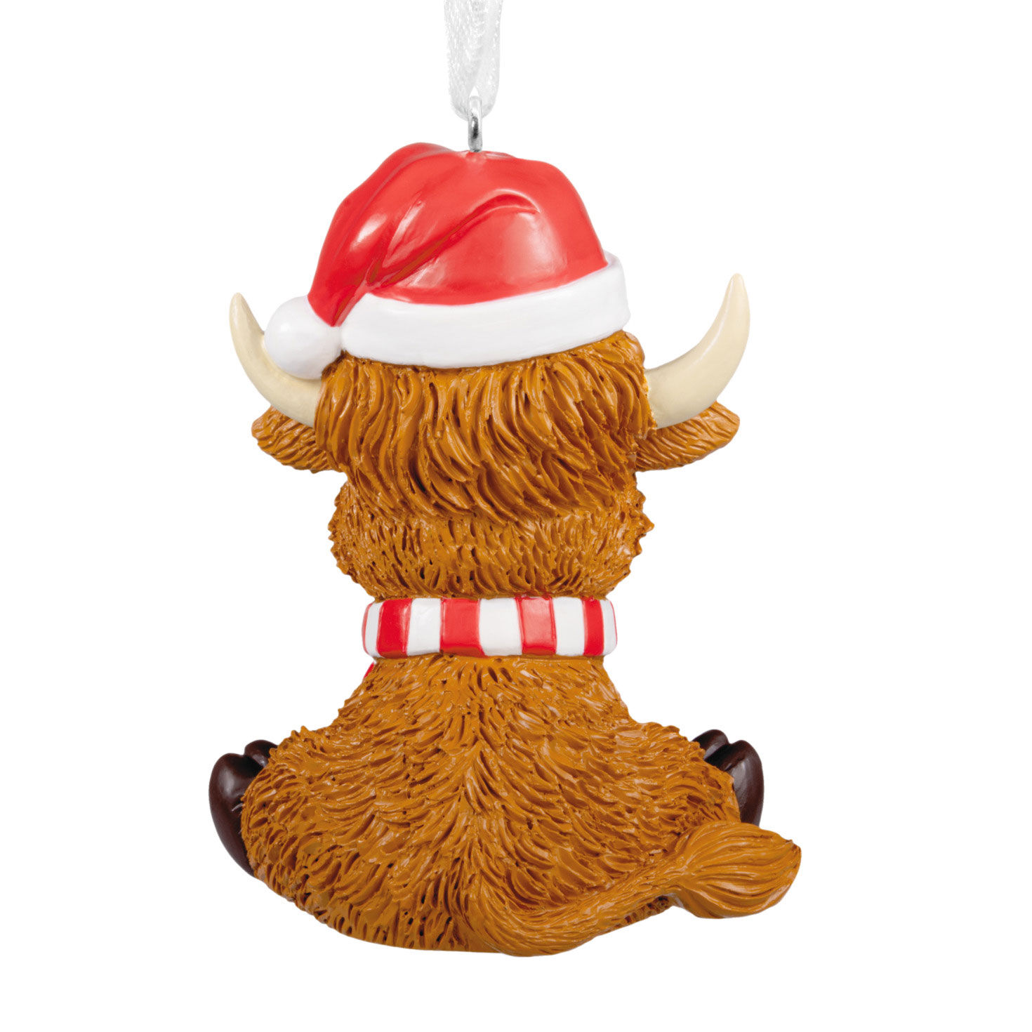 Highland Cow in Santa Hat Christmas Ornament Back image number 6