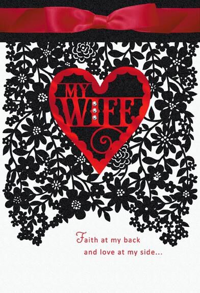 Black Floral Lace Wife Valentine's Day Card