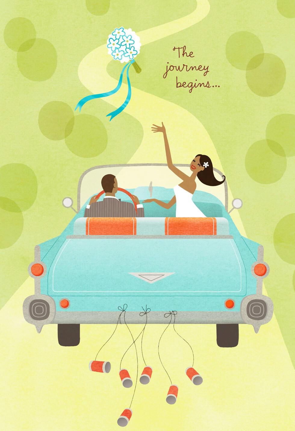 Bouquet Toss Convertible Wedding Congratulations Card