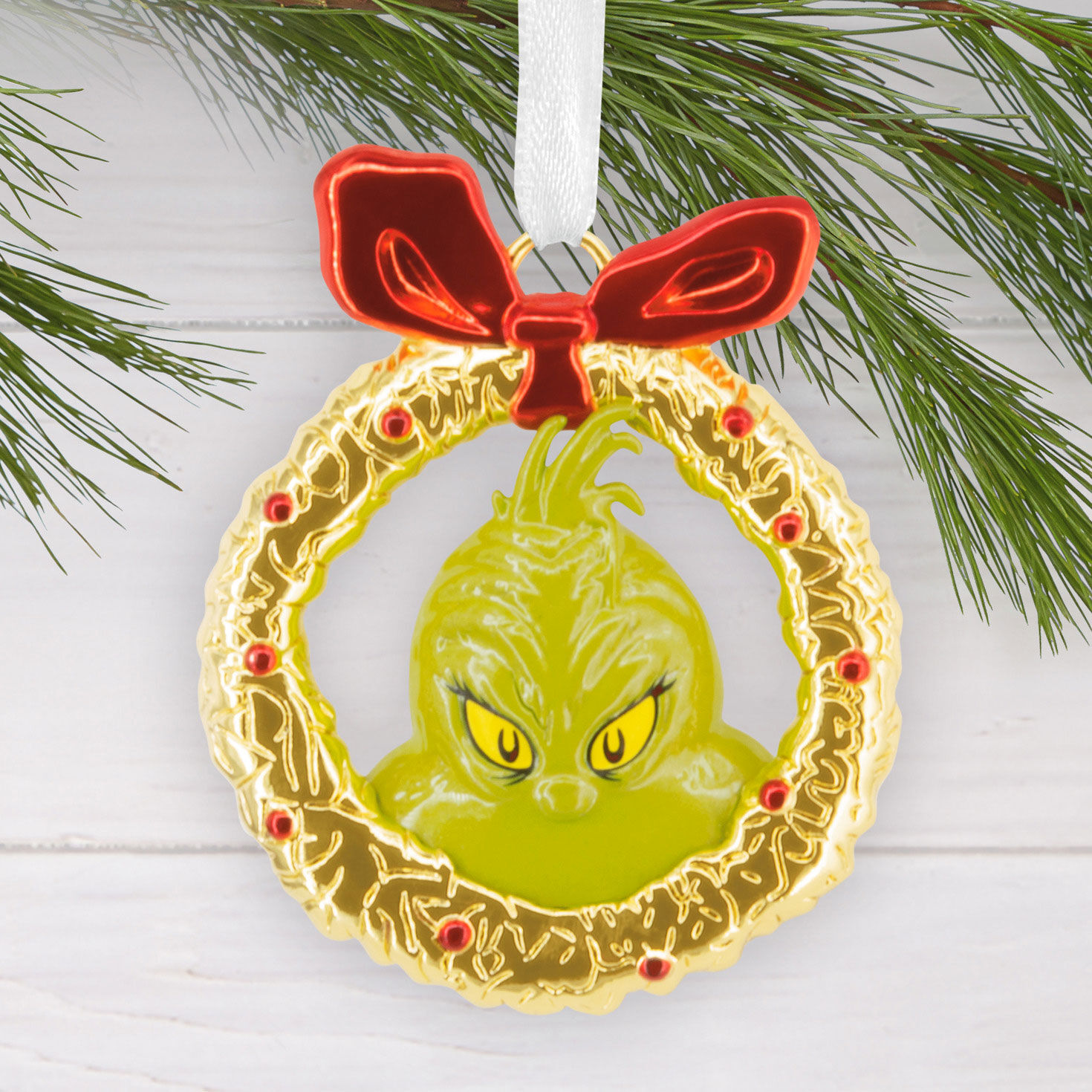 Dr. Seuss's How the Grinch Stole Christmas!™ Grinch in Wreath Metal Hallmark Ornament for only USD 17.49 | Hallmark