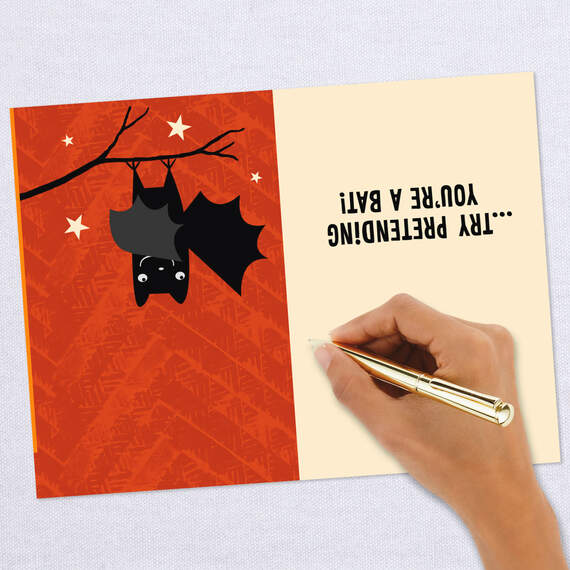 Pretend You're a Bat Upside-Down Funny Halloween Card, , large image number 6