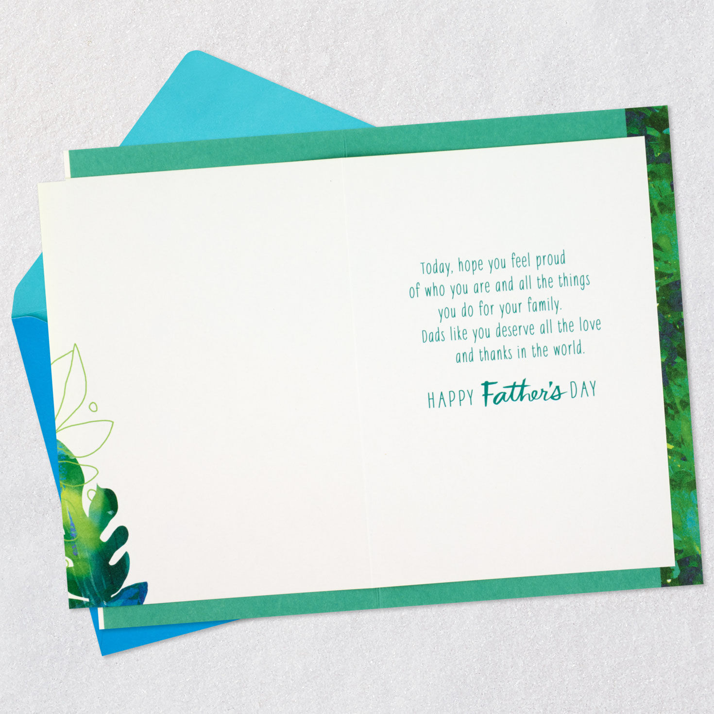 Watercolor Leaf Happy Father's Day Card Open Card with Envelope image number 3
