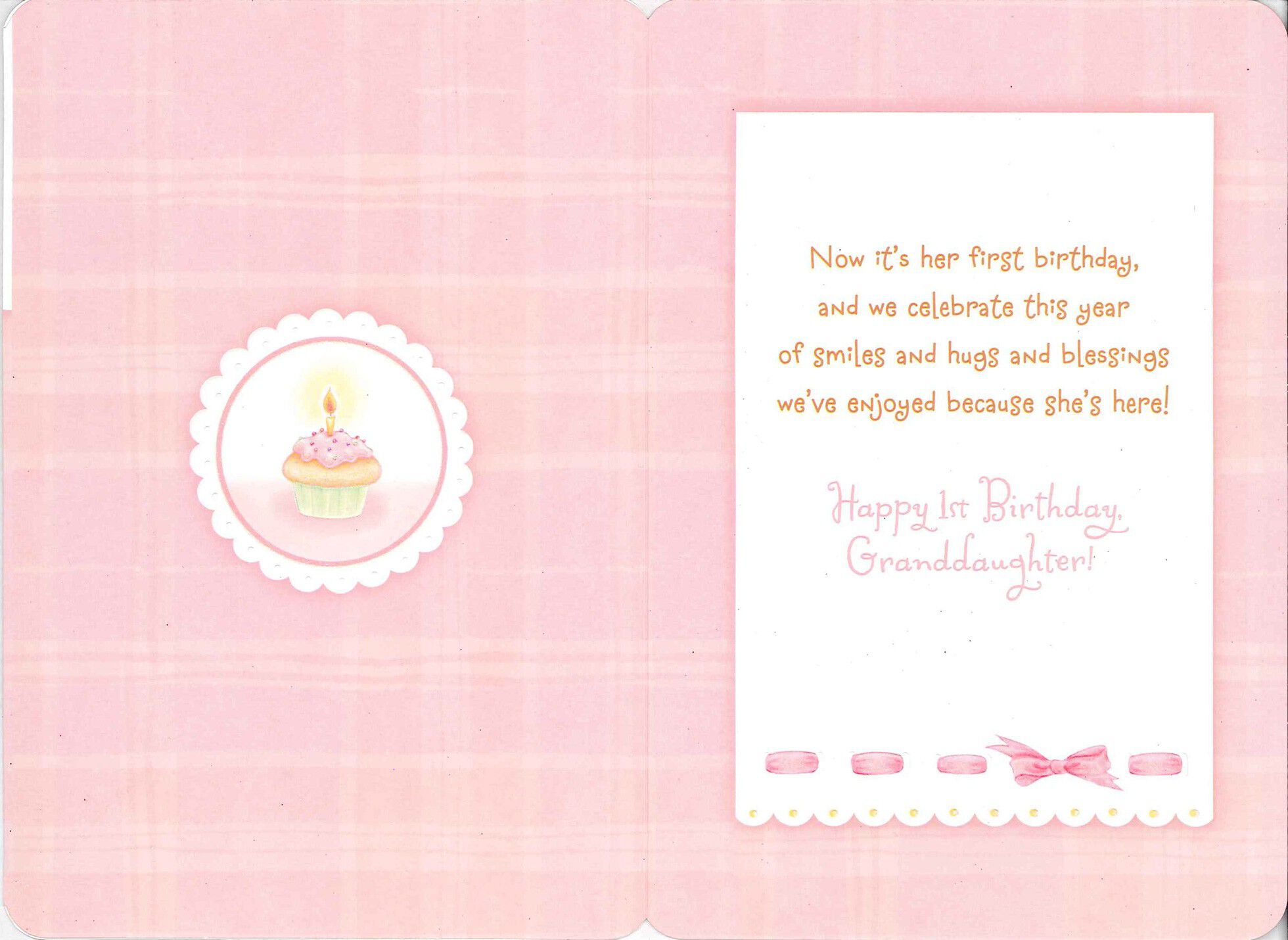For a Sweet Granddaughter's First Birthday Card