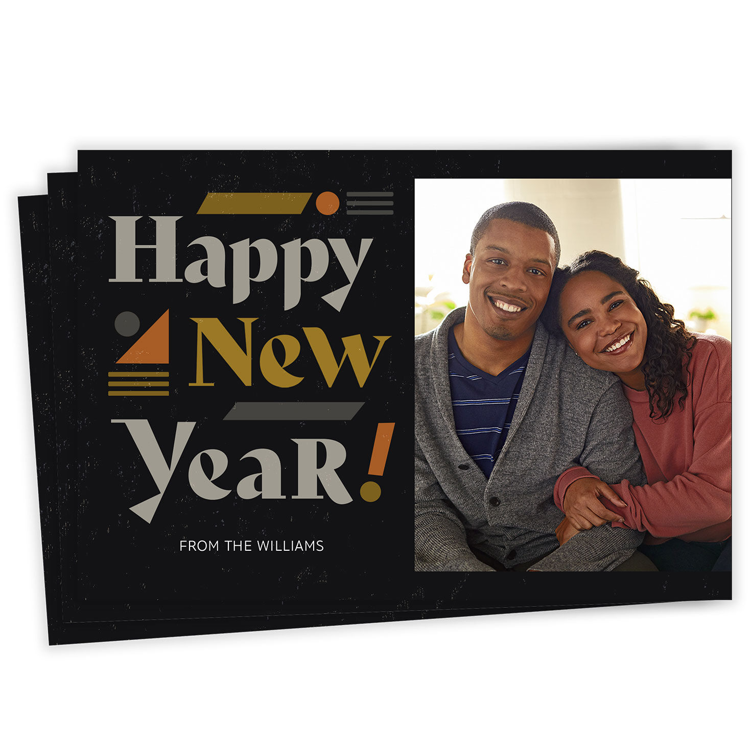 Bold Shapes Flat New Year Photo Card