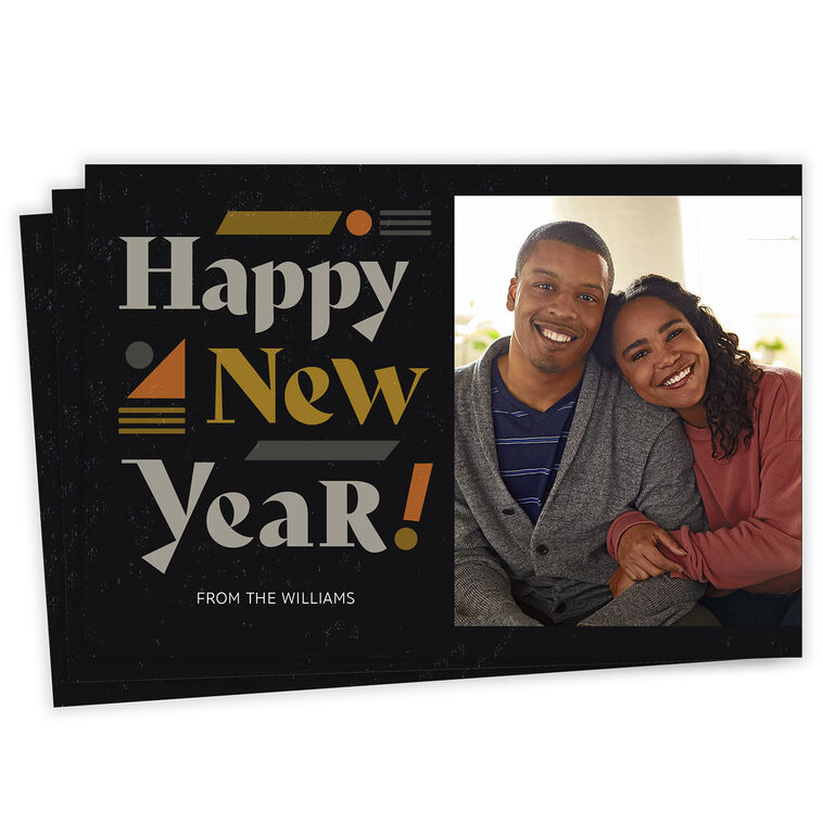 Bold Shapes Flat New Year Photo Card