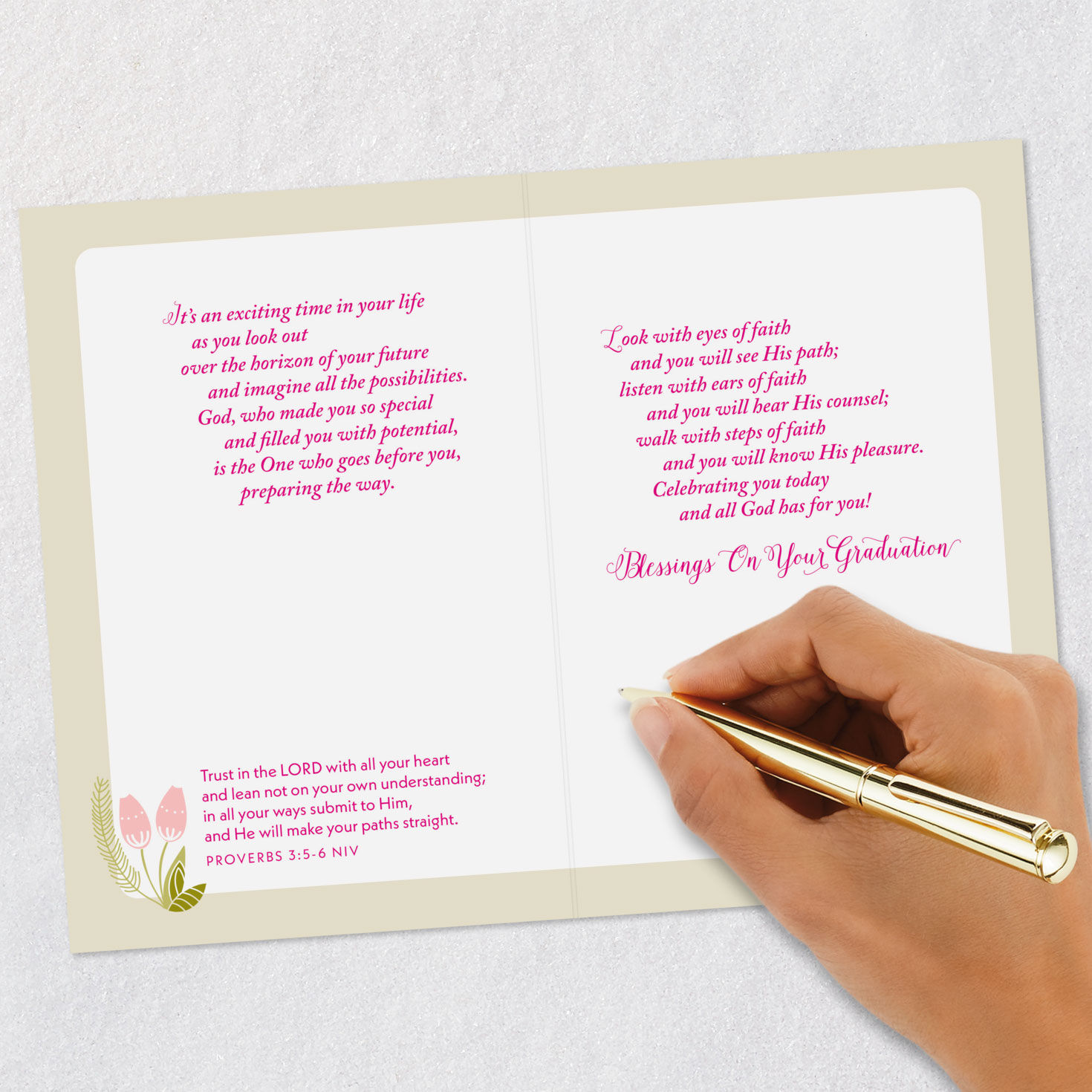 Folk Art Flowers Religious Graduation Card signing card image number 8