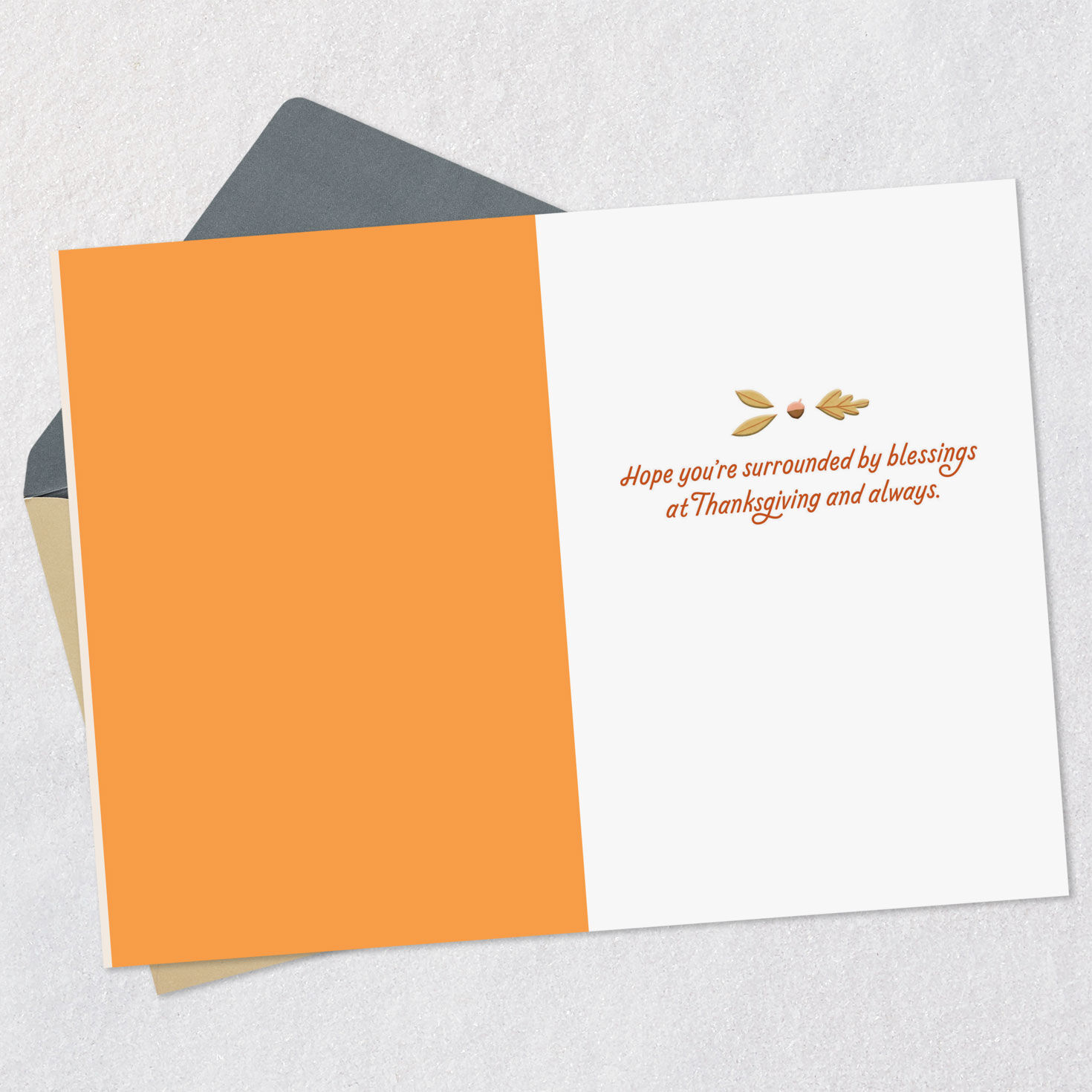 Autumn Leaves Border Thanksgiving Card Open card with envelope image number 3