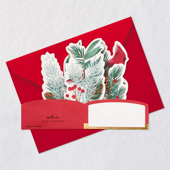 Cardinal, Evergreen and Berries 3D Pop-Up Holiday Card, , large image number 7