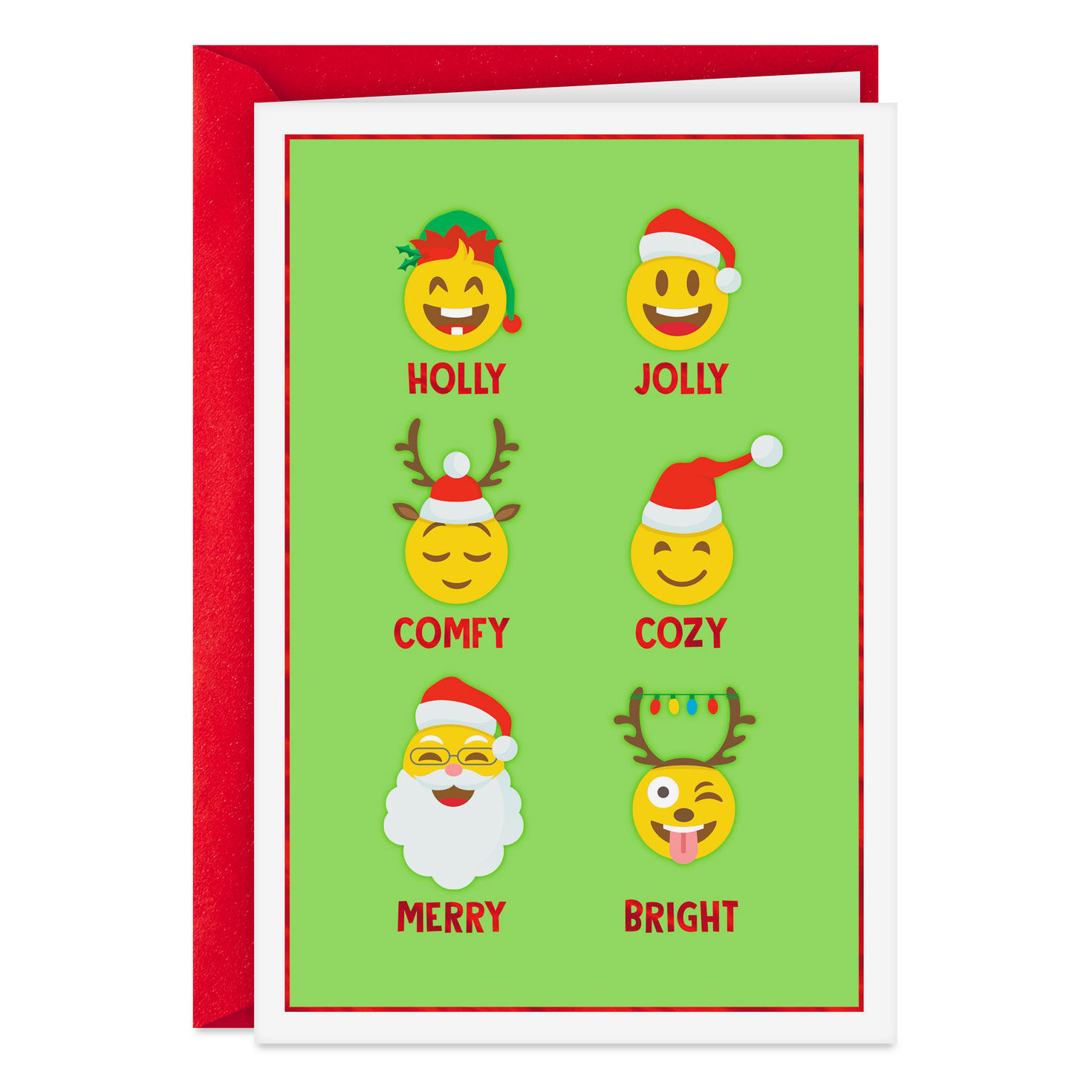 Holly Jolly Holidays Emojis Christmas Card